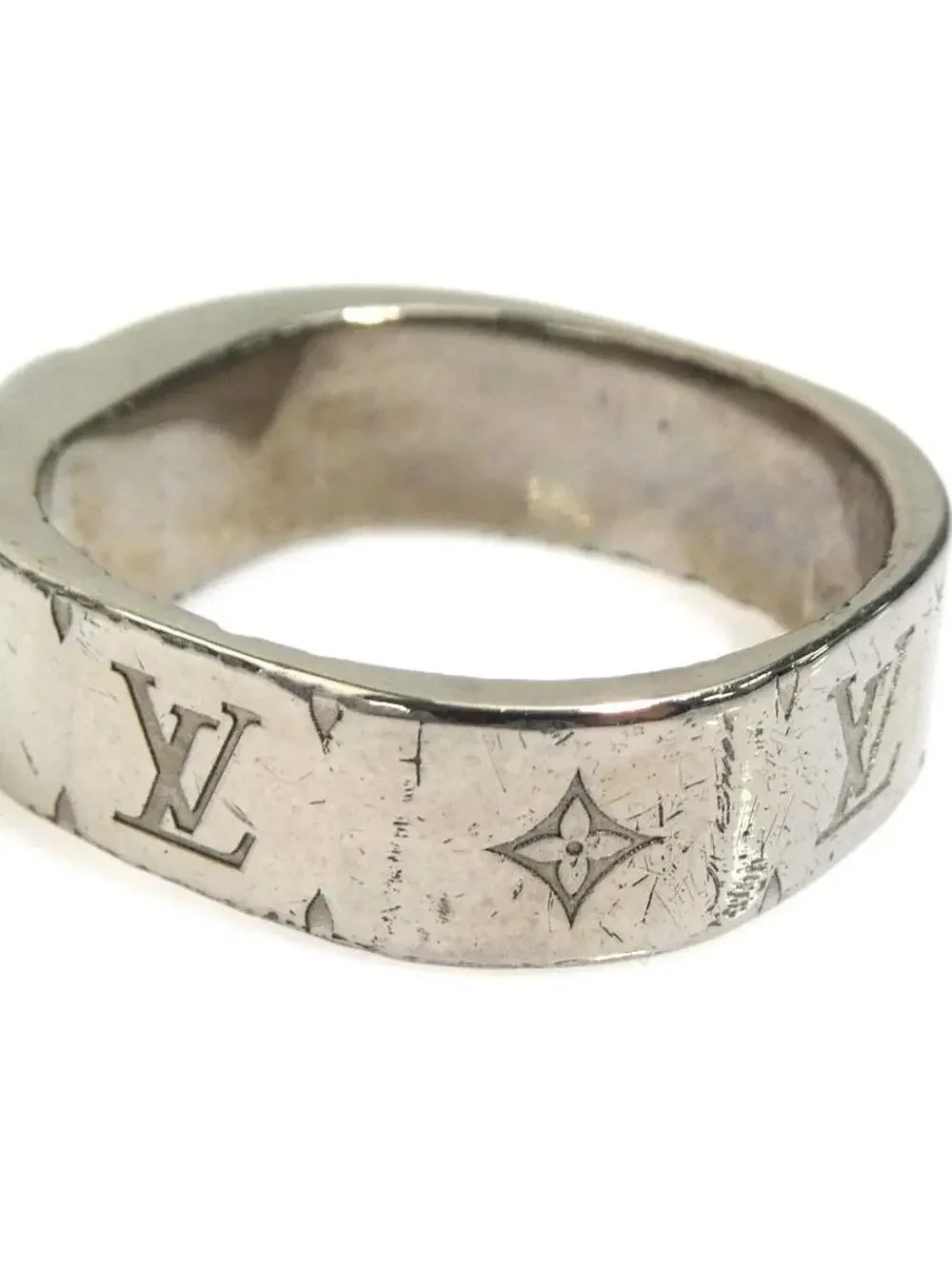 Auth Louis Vuitton Nanogram Ring Silver #302611L17B